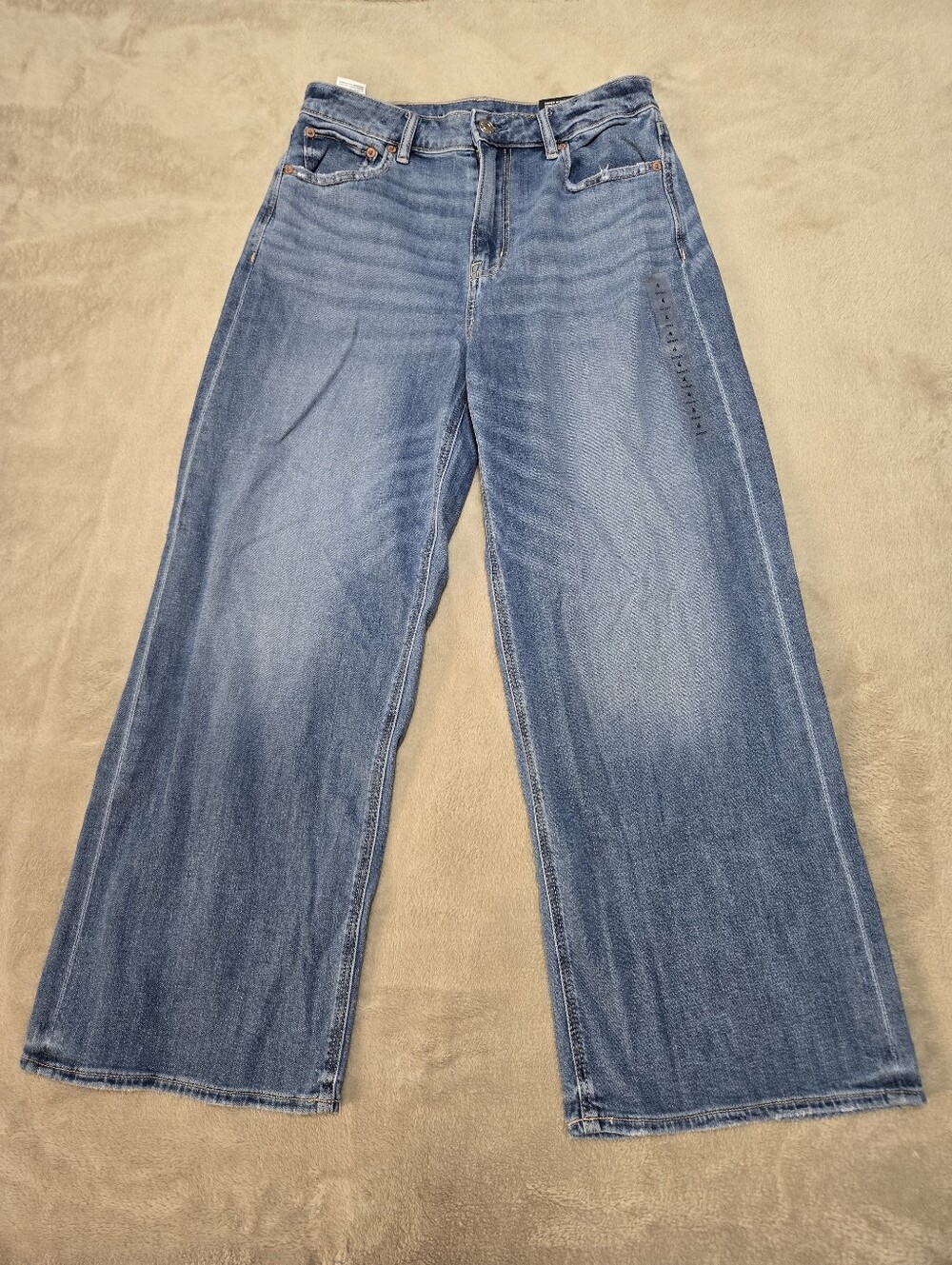 NWT American Eagle Dreamy Drape Wide Leg Baggy Jeans Womens Size 4 Short (27W)